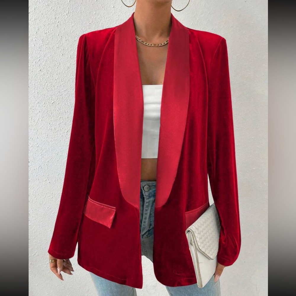 Set of 2 Emerald green / red blazer jacket- velvet velour - Picture 11 of 11